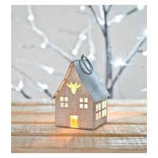 Cream Stag Lantern 9.5 x 9.5 x 14cm